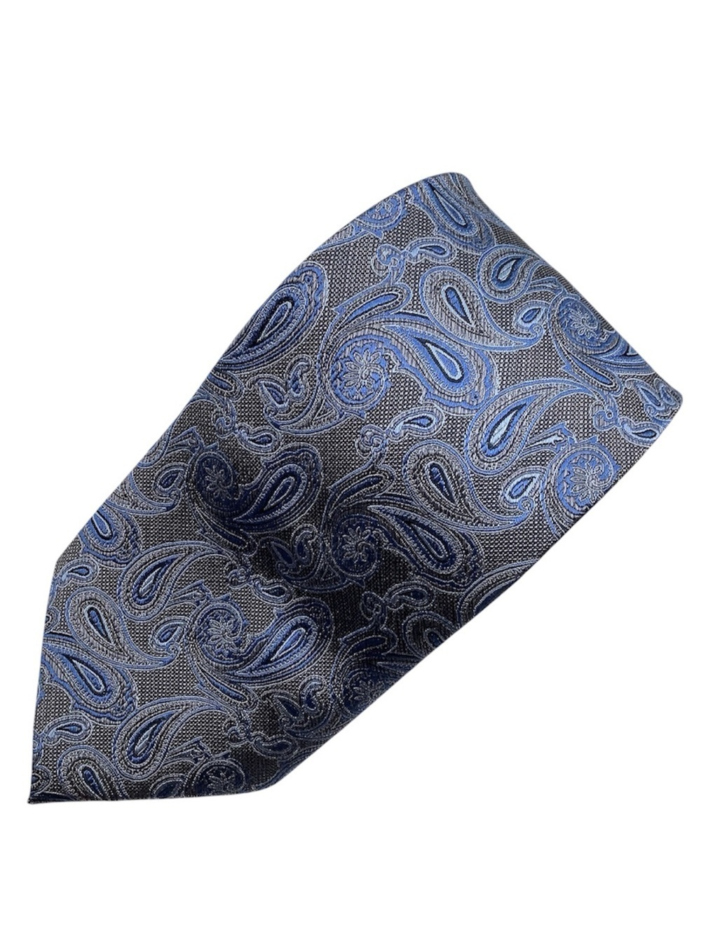Perry Ellis Portfolio Brown Blue Paisley Woven 100% Silk Extra Long Tie
